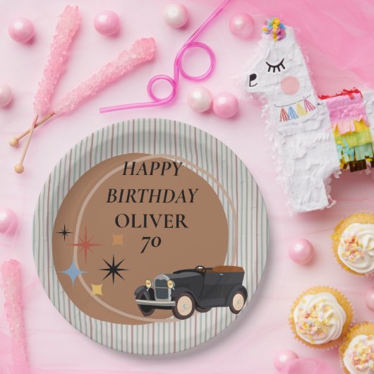 Gepersonaliseerd Bord voor retro-auto op zaterdag (Feest)