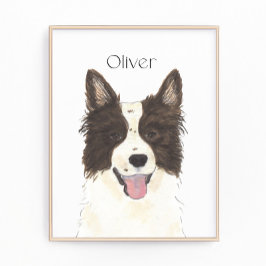 Gepersonaliseerd Border Collie Portret Foto Afdruk