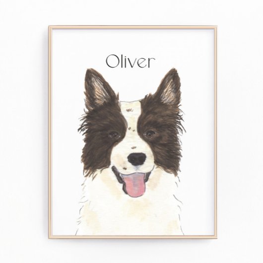 Gepersonaliseerd Border Collie Portret Foto Afdruk
