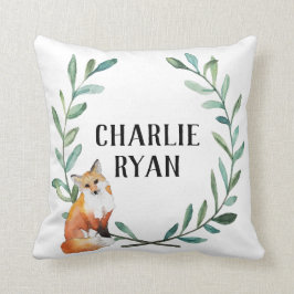 Gepersonaliseerd bos Fox en Wreath Pillow Kussen
