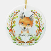 Gepersonaliseerd bos Fox Ornament voor Baby Boy (Voorkant)