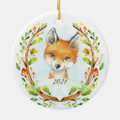 Gepersonaliseerd bos Fox Ornament voor Baby Boy (Achterkant)