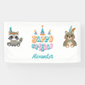 Gepersonaliseerd bos "Happy Birthday"-banner Spandoek (Horizontaal)
