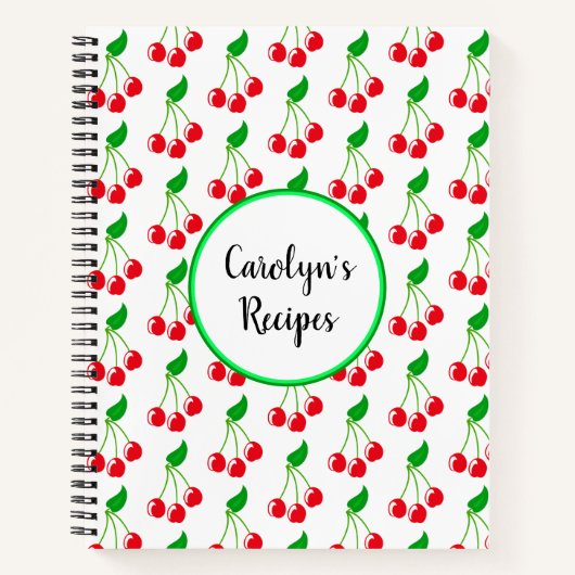 Gepersonaliseerd, bos rode kersen, patroon notitieboek (Voorkant)