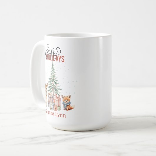 Gepersonaliseerd bosdieren Kerst Koffiemok (Voorkant links)