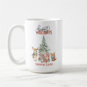 Gepersonaliseerd bosdieren Kerst Koffiemok (Links)
