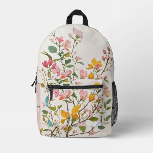 Gepersonaliseerd Botanisch Monogram Bedrukte Rugzak (Voorkant)