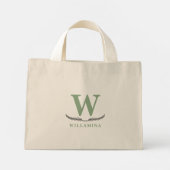 Gepersonaliseerd botanisch monogram Initiaal groen Mini Tote Bag (Achterkant)