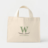 Gepersonaliseerd botanisch monogram Initiaal groen Mini Tote Bag (Voorkant)