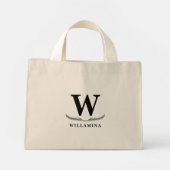 Gepersonaliseerd botanisch monogram Initiaal Mini Tote Bag (Achterkant)