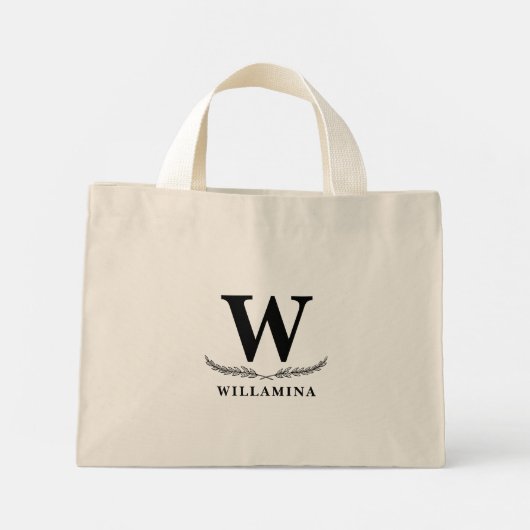 Gepersonaliseerd botanisch monogram Initiaal Mini Tote Bag (Achterkant)