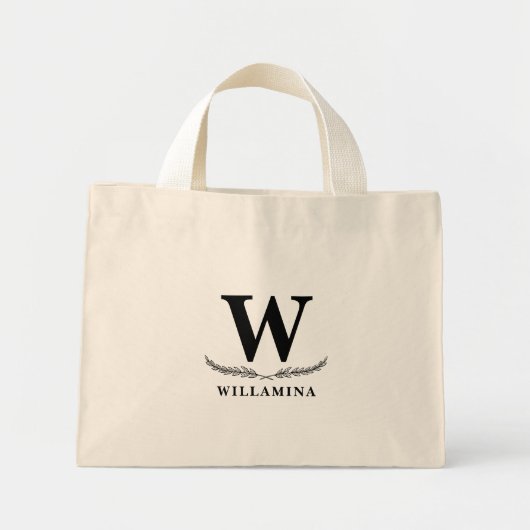 Gepersonaliseerd botanisch monogram Initiaal Mini Tote Bag (Voorkant)