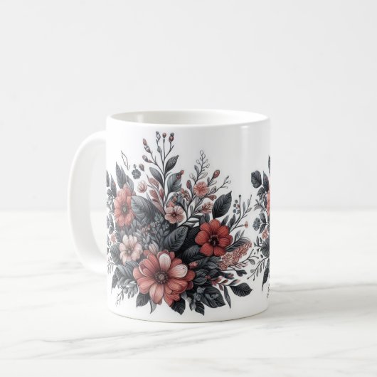 Gepersonaliseerd botanisch monogram koffiemok (Voorkant links)