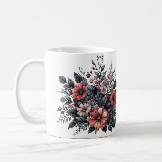 Gepersonaliseerd botanisch monogram koffiemok (Links)