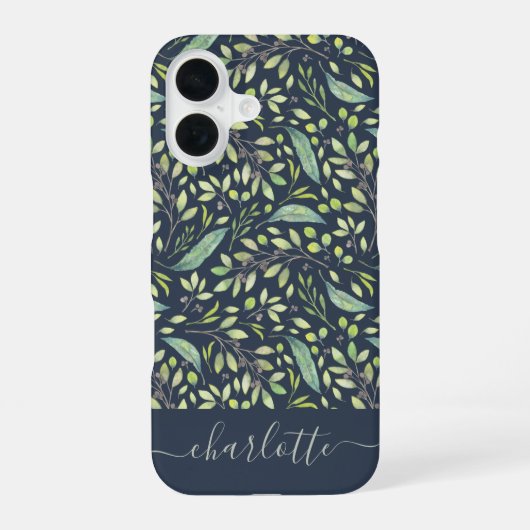 Gepersonaliseerd Botanisch Patroon van de Groene L iPhone 16 Hoesje (Achterkant)