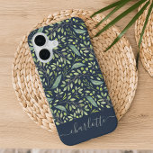 Gepersonaliseerd Botanisch Patroon van de Groene L iPhone 16 Hoesje