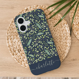 Gepersonaliseerd Botanisch Patroon van de Groene L iPhone 16 Hoesje