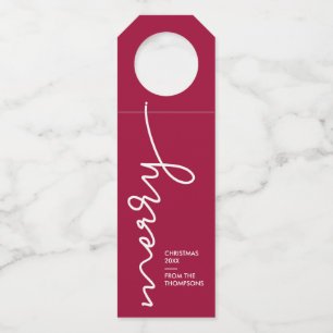 Gepersonaliseerd Bourgogne Red   Snel kerstscript Flessenhanger