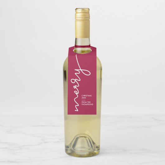 Gepersonaliseerd Bourgogne Red | Snel kerstscript Flessenhanger (Op fles)