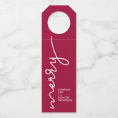 Gepersonaliseerd Bourgogne Red | Snel kerstscript Flessenhanger (Voorkant)