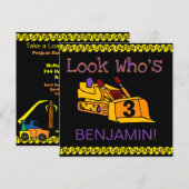Gepersonaliseerd bouwBulldozer Birthday Invites Kaart (Voorkant / Achterkant)