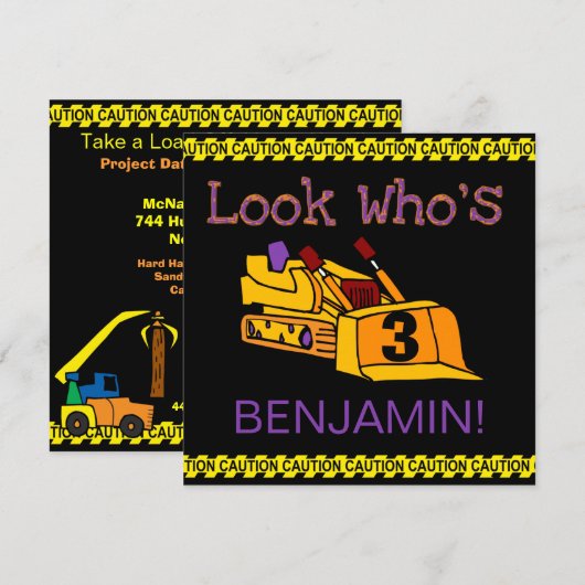 Gepersonaliseerd bouwBulldozer Birthday Invites Kaart (Voorkant / Achterkant)