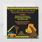 Gepersonaliseerd bouwBulldozer Birthday Invites Kaart (Achterkant)