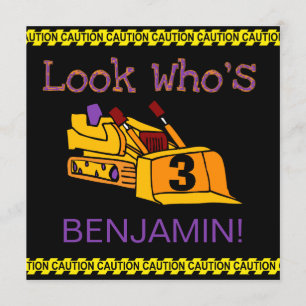 Gepersonaliseerd bouwBulldozer Birthday Invites Kaart
