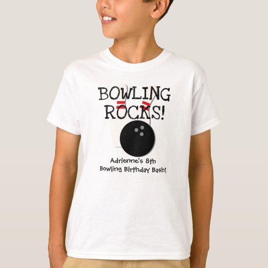 Gepersonaliseerd Bowling Birthday T-shirt (Voorkant)