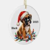 Gepersonaliseerd Boxer Kersthond Keramisch Ornament (Rechts)