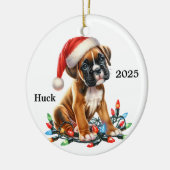 Gepersonaliseerd Boxer Kersthond Keramisch Ornament (Links)