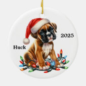 Gepersonaliseerd Boxer Kersthond Keramisch Ornament (Achterkant)