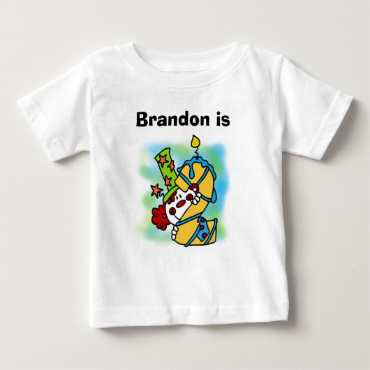 Gepersonaliseerd Boy Clown 2nd Birthday T-shirt (Voorkant)