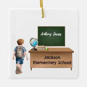 Gepersonaliseerd Boys School kerstversiering Keramisch Ornament