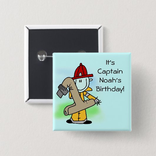 Gepersonaliseerd Brandweerman 1e Verjaardag Button (Voorkant /achterkant)