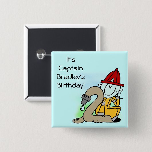 Gepersonaliseerd Brandweerman 2e Verjaardag Button (Voorkant /achterkant)