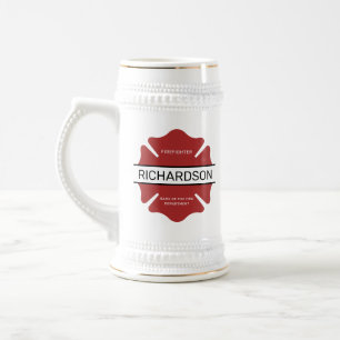 Gepersonaliseerd brandweerman rood Logo symbool Bierpul