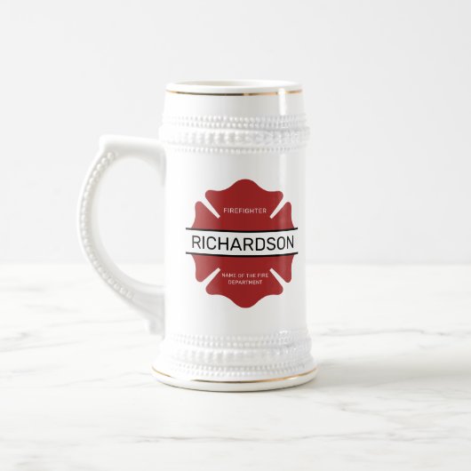Gepersonaliseerd brandweerman rood Logo symbool Bierpul (Links)