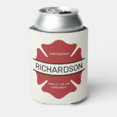 Gepersonaliseerd brandweerman rood Logo symbool Blikjeskoeler (Blikje Achterkant)