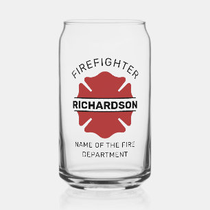 Gepersonaliseerd brandweerman rood Logo symbool Blikvorm Glas
