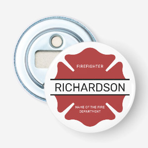 Gepersonaliseerd brandweerman rood Logo symbool Button Flesopener