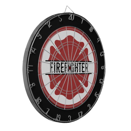 Gepersonaliseerd brandweerman rood Logo symbool Dartbord (Voorkant Links)