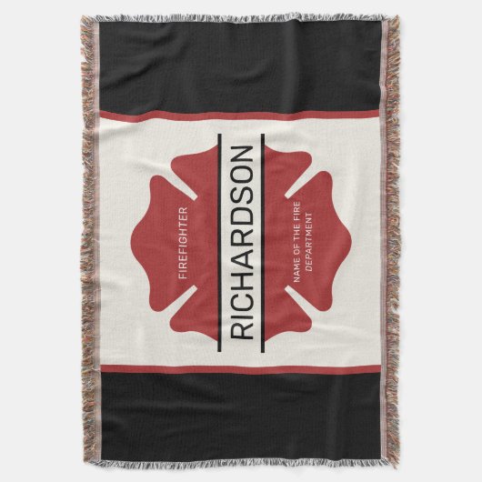 Gepersonaliseerd brandweerman rood Logo symbool Deken (Voorkant Verticaal)