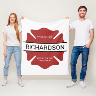 Gepersonaliseerd brandweerman rood Logo symbool Fleece Deken