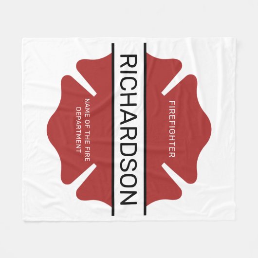 Gepersonaliseerd brandweerman rood Logo symbool Fleece Deken (Voorkant (Horizontaal))