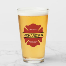 Gepersonaliseerd brandweerman rood Logo symbool Glas