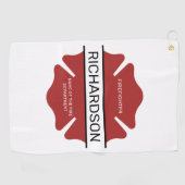 Gepersonaliseerd brandweerman rood Logo symbool Golfhanddoek (Horizontaal)