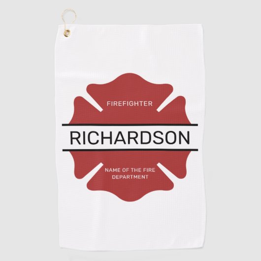 Gepersonaliseerd brandweerman rood Logo symbool Golfhanddoek (Voorkant)