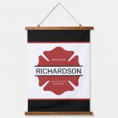 Gepersonaliseerd brandweerman rood Logo symbool Hangend Wandkleed (Voorkant)