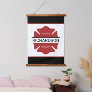Gepersonaliseerd brandweerman rood Logo symbool Hangend Wandkleed